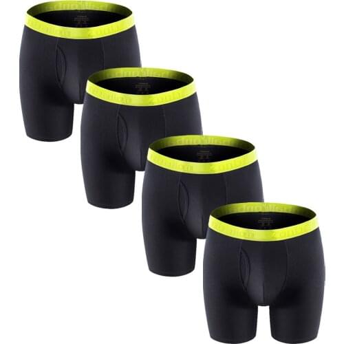 Mens Boxer Underwear Comfortable Brand Shorts Solid Color Bamboo Breathable Men Boxer Shorts Underwear Lot 4 PCS