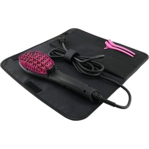 Woman Travel Hair Straightener Storage Bag Grey/ Rose Red Color Heat-Resistant Pad Portable Heat Resistant Bag Storage Bag