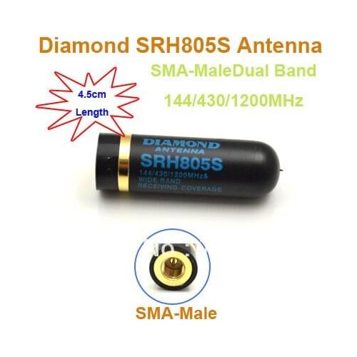 Length 4.5CM Only SMA-Male Dual Band 144/430/1200MHz Antenna SRH805S for UV-3R PX-2R VX-3R TH-F5 KG-UV6D TH-UV3R TH-UVF9