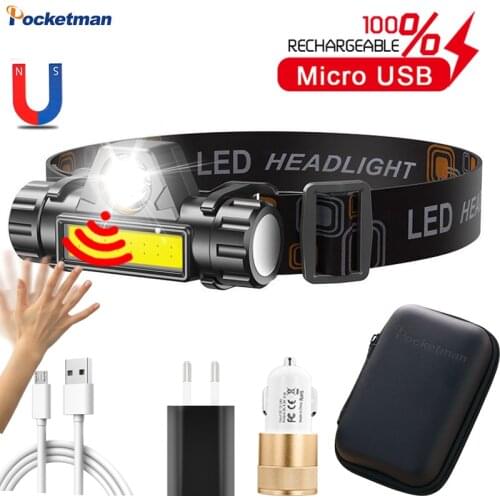 30000LM Mini Flashlight Q5+COB Led Headlamp Powerful Built-in 18650 Battery Outdoor Camping Fishing Headlight Fishing Hiking