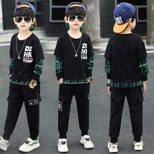 2020 Spring Fall Children Clothing Sets Boys Fashion Letters Print Tracksuit Kids Sport Suit Long-Sleeve Tops + Pants 2 Pcs X152