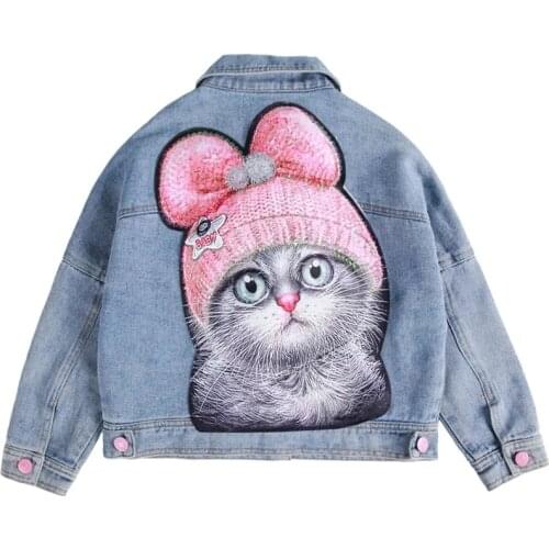 Girls Jackets Kids Lace Coat Long Sleeve Button Denim Jackets For Girls 0-8Y New Woolen Fashion Patchwork Childrens jacket