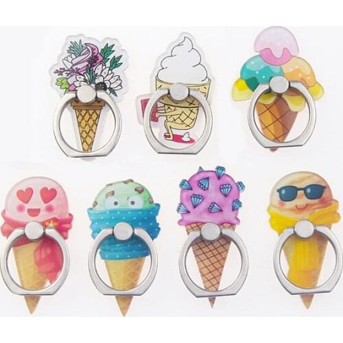 Cartoon Ice Cream Finger Ring Smartphone Stand Holder Dessert Sweety Mobile Phone Holder Stand For Iphone Huawei All Phone