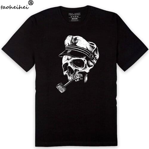 100% Cotton Pins Bones Captain Skull Sea Theme Captain Morgan Skull Navy Inspired T Shirt Men T Shirt