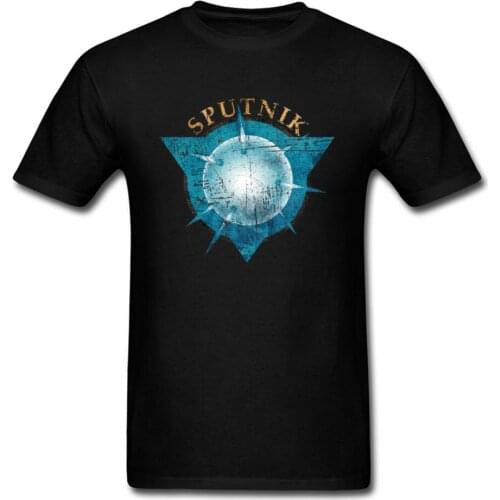 Men T-shirt Father Day Gift T Shirt Sputnik 1 Tshirt For Adult Black Blue Tees Retro Punk Tops Space Program CCCP Camisa C C C P
