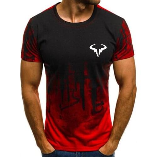 Mens 2020 Fashion New 3D Milk Silk Gradient Print Mens T-Shirt Top