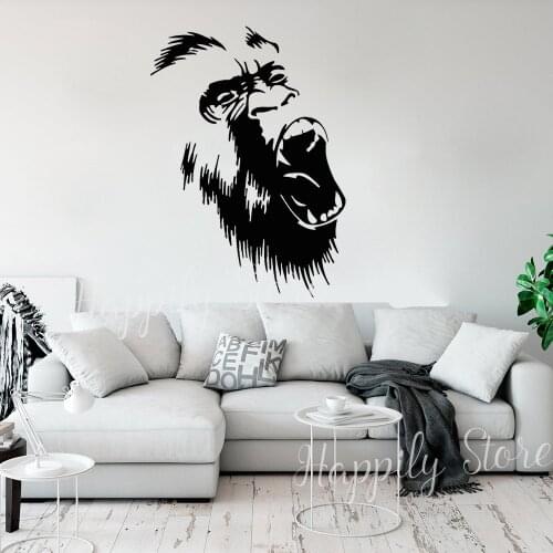 Gorilla Monkey Wall Stickers Home Decor Vinyl Wall Decals Animal Nature Room Decoration Garage Murals Bedroom Wallpaper P692