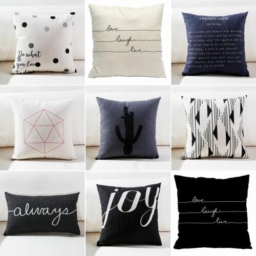 Pillow Case Throw Pillowcase Cotton Linen Printed Pillow Covers for Office Home Textile English Letter