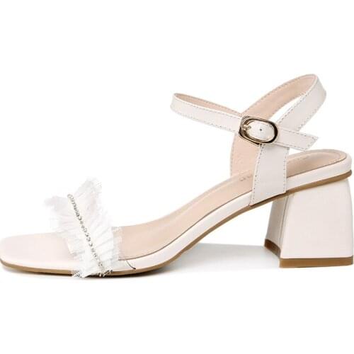 6007 Summer New Guciheaven Open Toe Thick Heel Sandals Strap Buckle Solid Color Shoes