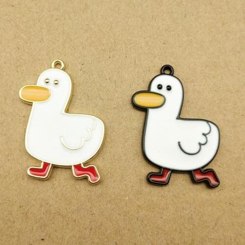 10pcs 25x33mm duck charm enamel charm for jewelry making and crafting fashion earring charm necklace pendant