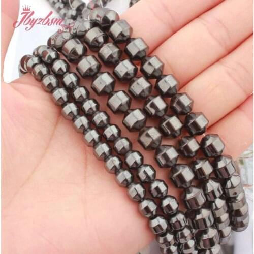 Natural Black Hematite Cone Shape Smooth Loose 6/8MM Natural Stone Beads For DIY Necklace Bracelet Jewelry Making Strand 15"