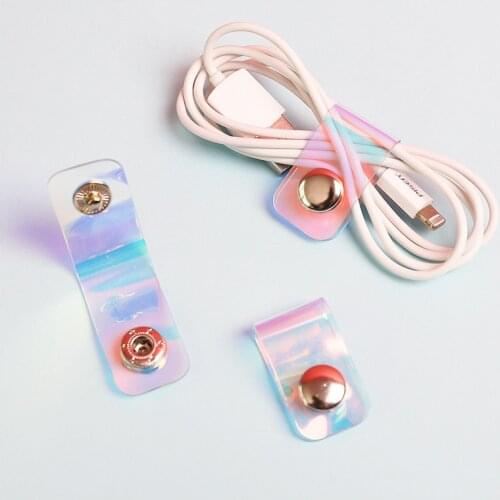 Laser Transparent Data Line Button Key Wallet Holders Portable Cable Winder Earphone Protector Key Buckle Packe Organizer Case