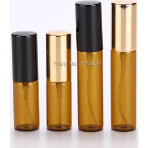 20/30pcs 5ml 10ml Empty Amber Mini Perfume Spray Bottle Aluminum Spray Atomizer Portable Travel Cosmetic Container Perfume Tube