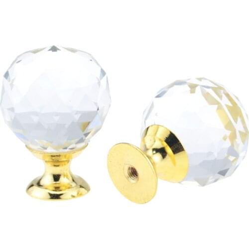 2Pc 30MM Crystal Glass Ball Handle Handle Single Hole 25MM European Cabinet Door Drawer Handle Furniture Hardware Accessories