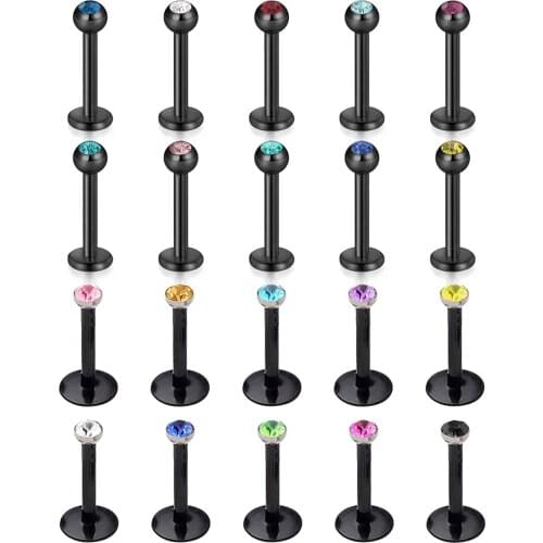 Forward Helix Earring Surgical Steel Bioflex Tragus Cartilage Lip Rings 16G 10mm Zircon Labret Stud Barbell Piercing Jewelry