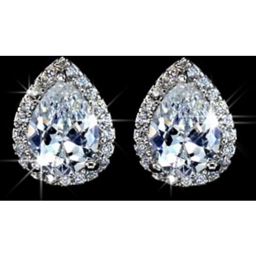 Real 925 Sterling Silver Stud Earrings Classic Pear-shaped drop Created Diamond Earrings for Women wedding Jewelry female