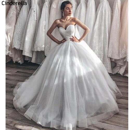 Wedding Dresses Sweetheart Sleeveless Sweep Train A-Line Crystal Beading Wedding Dresses With Lace Up Back vestido de noiva