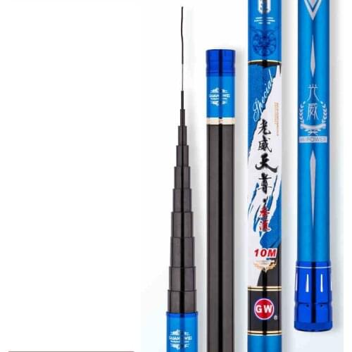 8m-13m Power Hand Pole Telescopic Fishing Rod Carbon Super Hard Taiwan Fishing Olta Canne Pesca Long Sections Peche Fishing Gear
