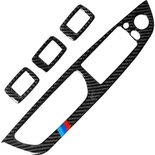 Carbon Fiber Advanced Configuration Car Window Lift Adjustment Frame Cover Trim for BMW X5 X6 E70E71 Car Accessories Sticker LHD