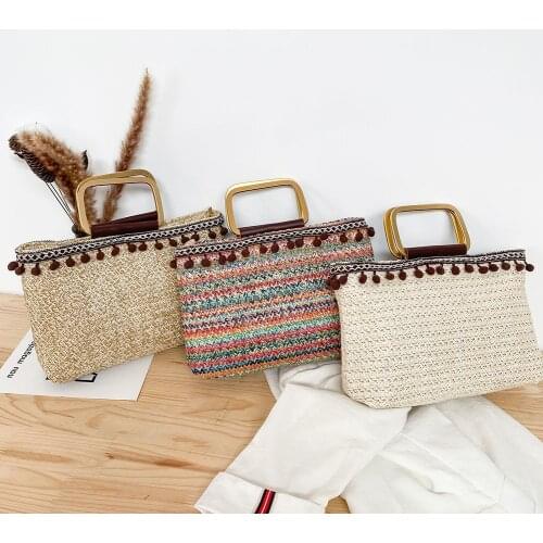 Vintage Women Tassel Straw Woven Tote Shopping Bag Casual Ladies Beach Vacation Large Capacity Handbag
