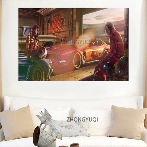 Vintage Car Posters Ferraris Classic Racing Cartoon Car Artwork Wall ArtPicture Print Canvas Painting For Home Living Room Decor