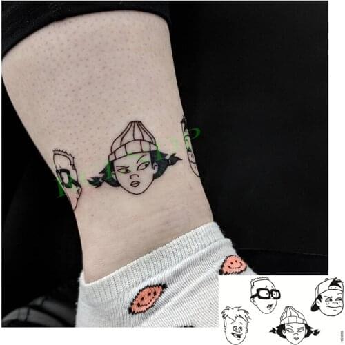 Waterproof Temporary Tattoo Sticker Cartoon Boy and Girls Glasses Cute Hat Flash Tatoo Fake Tatto Body Art for Woman Men