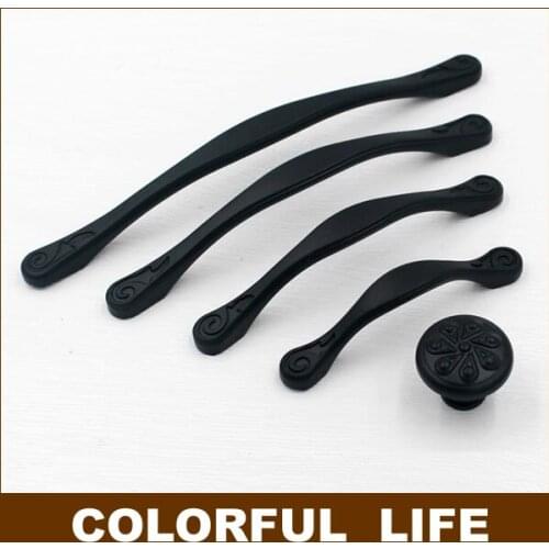 High quality cupboard door handle Matte Black Drawer,Hole Distance 64-160MM wardrobe door handle, modern and simpleand,Hardware