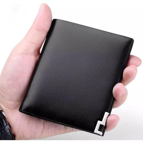 William polo mens Leather Mini Wallet ultra thin double fold leather bag fashion high quality buckle short mens small wallet