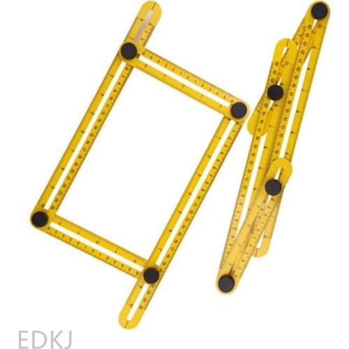 1pcs Plastic movable four-fold ruler metric inch scale multifunctional measuring square