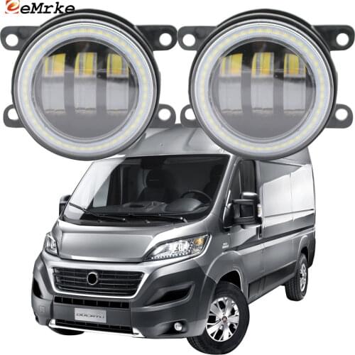 2PCS Led Angel Eye DRL for Fiat Ducato 250/290 2014 2015-2020 LED Fog Lights Lamp 2-Colors Lens Daytime Running Light 12V
