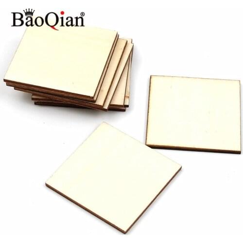 20Pcs 50mm Blank Plaque Square DIY Craft Decoration Pyrography Projects Games Scrapbooking Unfinished Wood Pieces