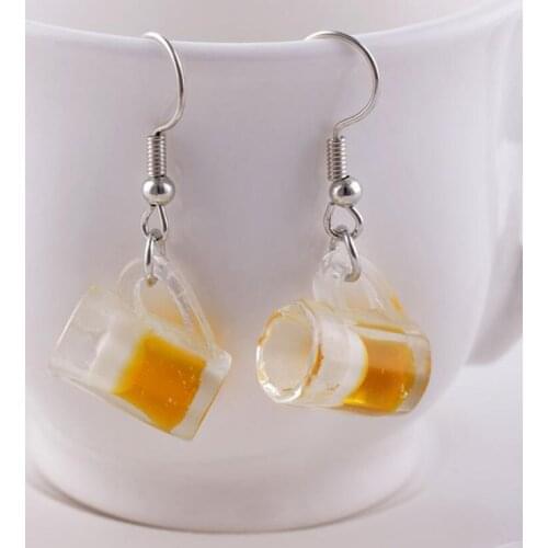 2020 ins New simulation beer cup earrings Fashion creative Resin 3D beer drop Earring for Women girls best Gift Earrings Jewelry