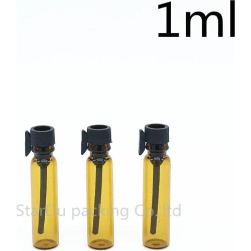 3000pcs/lot 1ml amber bottles Glass Perfume Bottle, 1CC Mini Tester Glass Perfume Vials