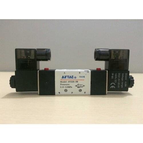 5pcs Air Solenoid Valve 4V220-08 With Indicator 5 Port 2 Position 2/5 Way 1/4" Pneumatic Control Valve 12VDC 24VDC 110VAC 220VAC