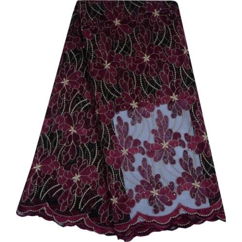 African Lace Fabric 2019 High Quality Lace Embroidered Nigerian Beaded Laces Fabric French Tulle Lace Fabric For Women S1130