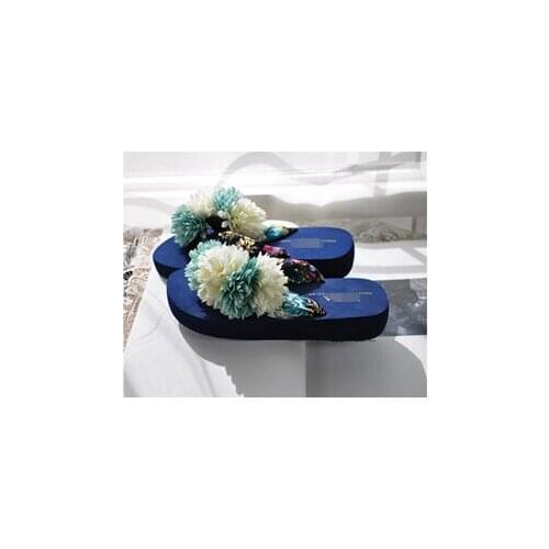 HAHA FLOWER Women Summer Sandals Fashion Flower Wedges Flip Flops Platform Slippers Shoes