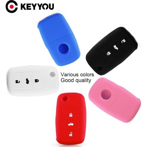 KEYYOU For VW Golf Bora Jetta POLO GOLF Passat For Skoda Octavia A5 Fabia For SEAT Ibiza Leon 2/3BTN Silicone Car Key Case Cover