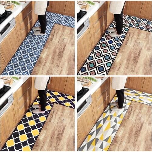 Geometric Long Kitchen Mat Carpet Oil And Water Absorbent Non-Slip Floor Mat Wear-Resistant Nylon Fabric Hallway Mat Kitchen Rug