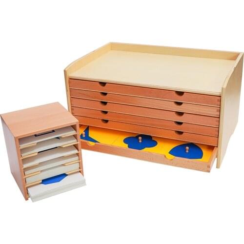 Geometric Cabinet W/ Cards and Card Cabinet Montessori Sensorial Materials Visual Sense Exercises Preschool Early Education Toys