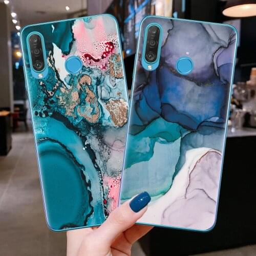 Granite Marble Phone Case For Coque Huawei P30 Lite Soft TPU Artistic Texture Cover For Huawei P10 P20 P30 P40 Lite E Pro Cases