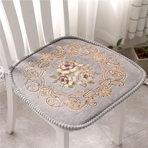 Floral Pattern Chair Cushion Cotton Filling Sofa Seat Mat Dinning Chair Cushion With Bandage Warm Seat Pad Home Decor Cushions