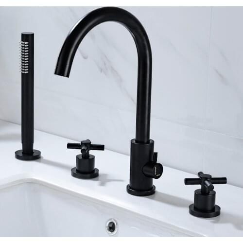 Chrome bathtub tap separate body single holder dual control bathtub tap mixer deck mounted black faucets