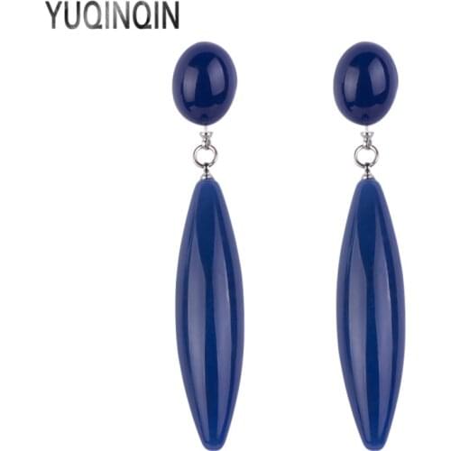 YUQINQIN Classic Drop Earrings for Women Acrylic Statement Long line Resin Dangling Earings Fashion Elegant Party Dangle Earring