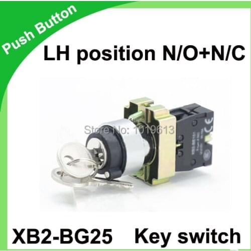 Key switch 2 position with key stay put electrical switch N/O+N/C 22mm push button XB2-BG25