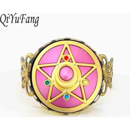 JP Anime Sailor Moon Mens New brass steel glass dome Ring steampunk Jewelry Gift for womens mens rings handmade fashion xmas