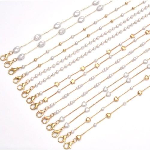 Korean hanging neck mask chain glasses chain mens and womens anti loss hanging rope Pearl Crystal Necklace