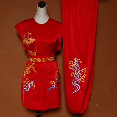 Red Wushu Costume Kung Fu Outfit Bruce Lee Clothese Wing Chun Clothing Martial Arts Uniform Shaolin Tai Chi Uniform TA2046