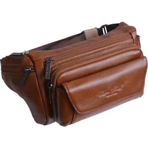 Hot sale fashion Waist Bags chest bag Men trend Travel Genuine Leather shoulder Crossbody Bags wallet Phone Case Men Bags