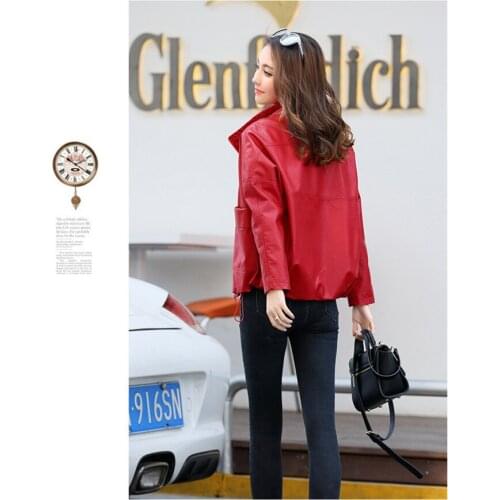 MLCRIYG Motorcycle PU Leather Jacket Women Autumn New Short Loose Soft Faux Leather Coat Zipper Outerwear Abrigos LX285