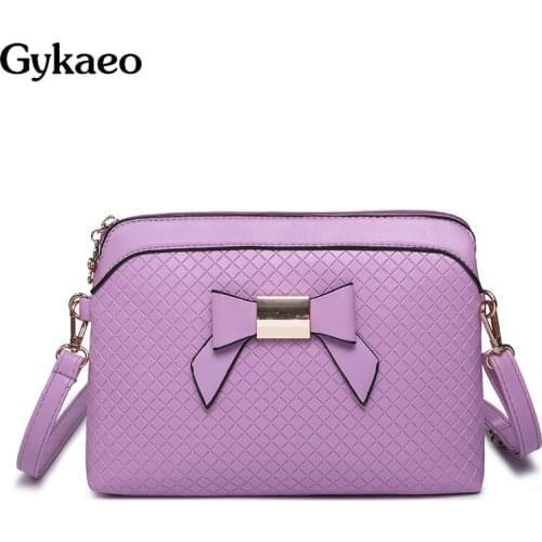 Fashion Small Plaid Sling Bag Ladies PU Leather Flap Bow Crossbody Bags for Women 2020 Summer Clutch Purse Casual Shoulder Bag
